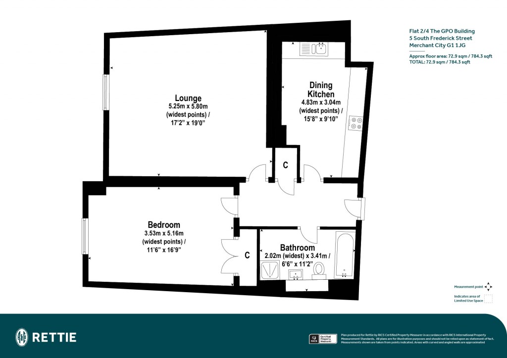 Floorplans For Flat 2/4 The GPO Building, South Frederick Street, Merchant City, Glasgow City