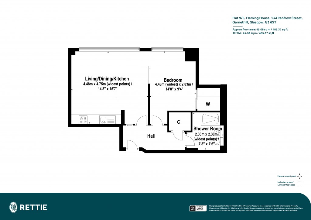 Floorplans For Flat 9/6, Fleming House, Renfrew Street, Garnethill, Glasgow City