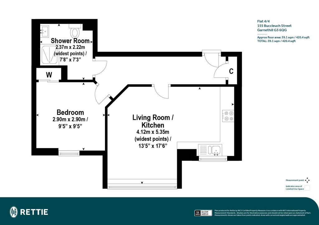 Floorplans For Flat 4/4, Buccleuch Street, Garnethill, Glasgow City