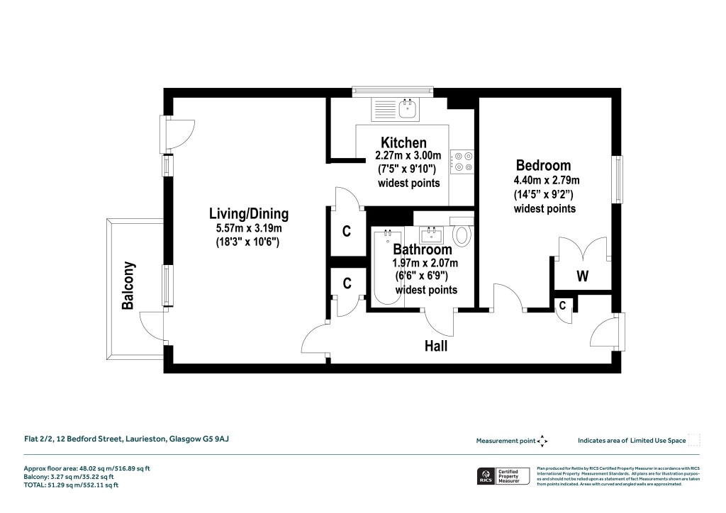 Floorplans For Flat 2/2, Bedford Street, Laurieston, Glasgow City