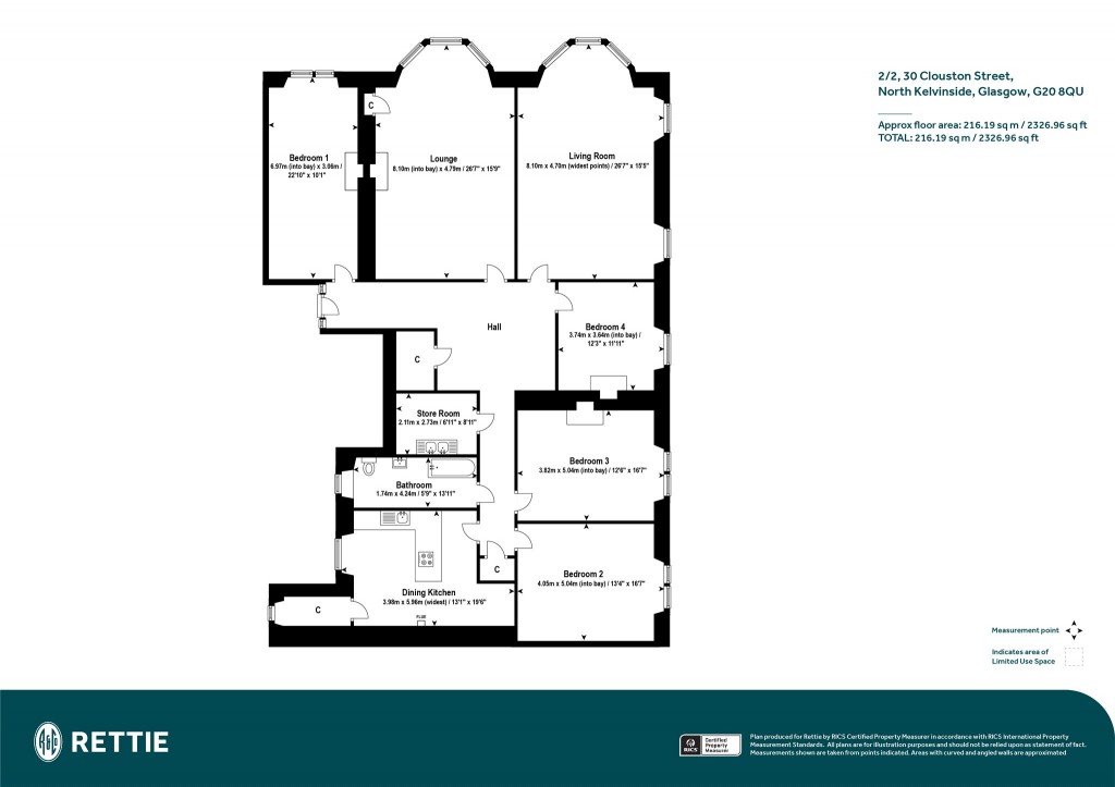 Floorplans For 2/2, Clouston Street, North Kelvinside, Glasgow