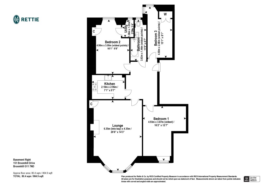 Floorplans For Basement Right, Broomhill Drive, Broomhill, Glasgow