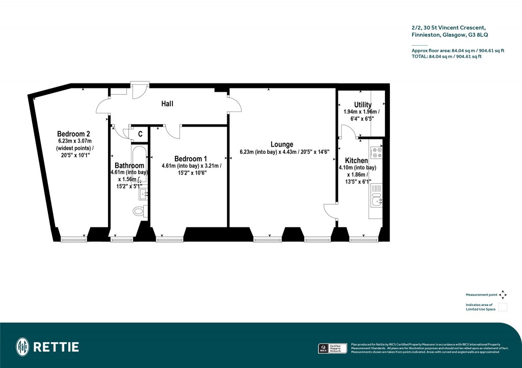 Floorplans For 2/2, St Vincent Crescent, Finnieston, Glasgow