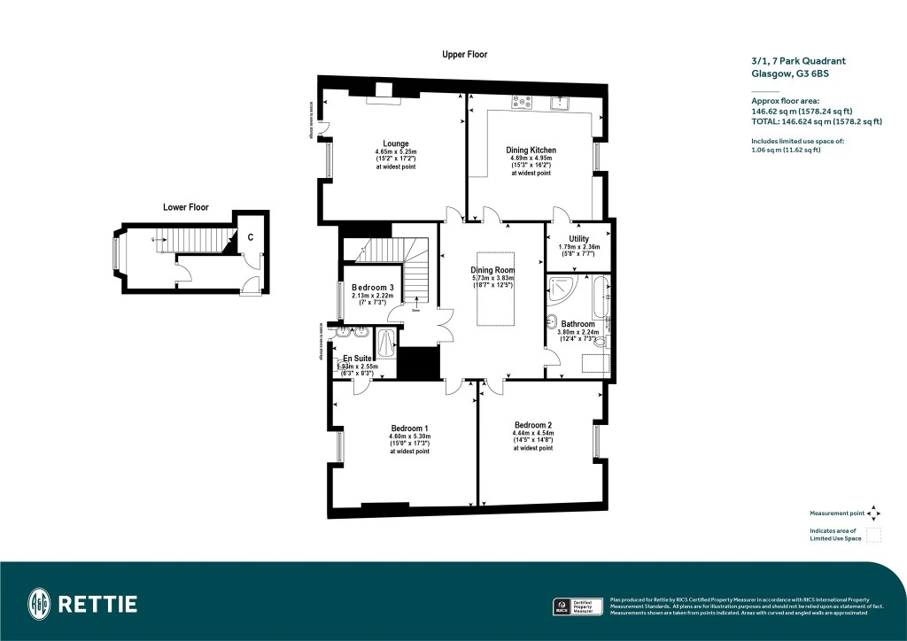 Floorplans For 3/1, Park Quadrant, Park, Glasgow