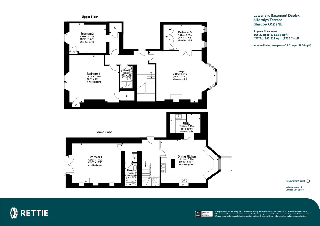 Floorplans For Lower Duplex, Rosslyn Terrace, Dowanhill, Glasgow