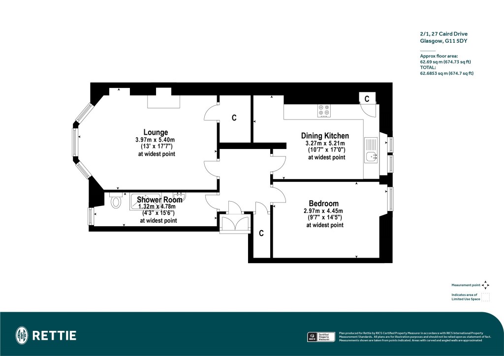 Floorplans For 2/1, Caird Drive, Partick, Glasgow