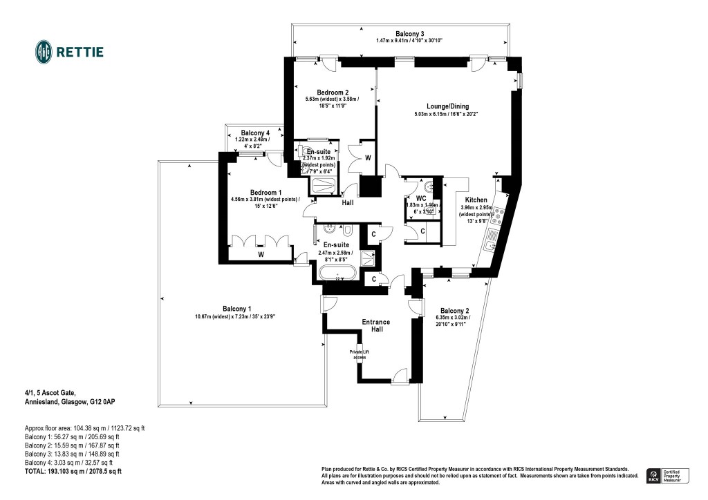 Floorplans For 4/1, Ascot Gate, Anniesland, Glasgow