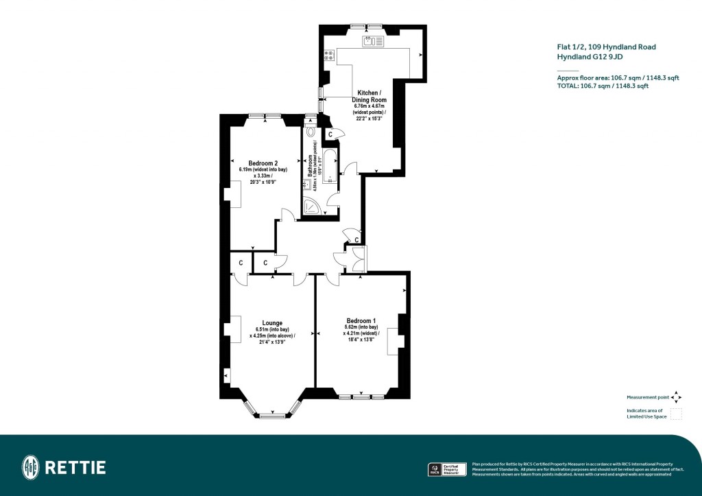 Floorplans For Flat 1/2, Hyndland Road, Hyndland, Glasgow