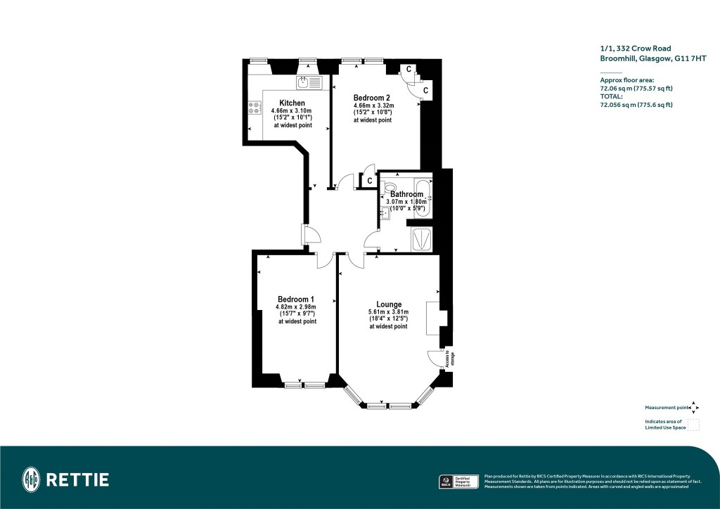 Floorplans For 1/1, Crow Road, Broomhill, Glasgow