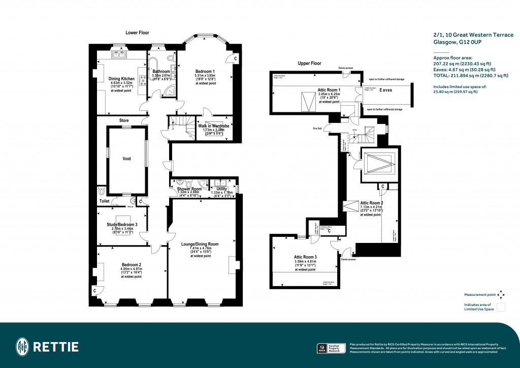 Floorplans For 2/1, Great Western Terrace, Hyndland, Glasgow