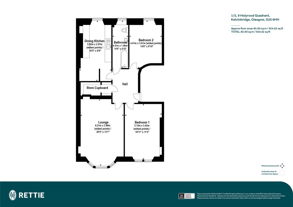 Floorplans For 1/2, Holyrood Quadrant, Kelvinbridge, Glasgow