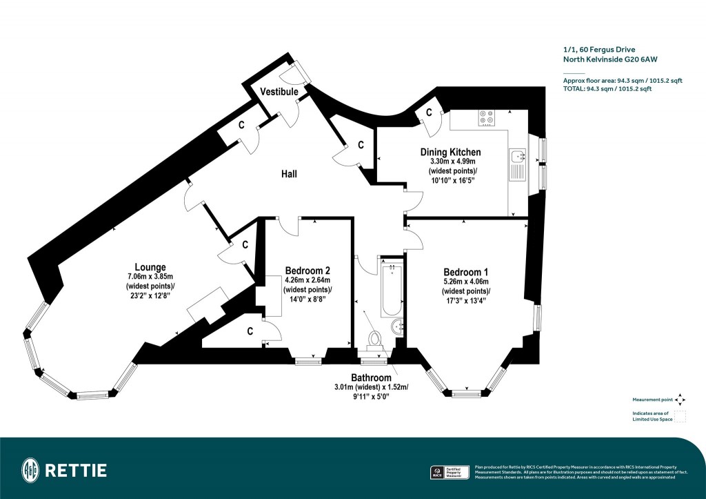 Floorplans For 1/1, Fergus Drive, North Kelvinside, Glasgow