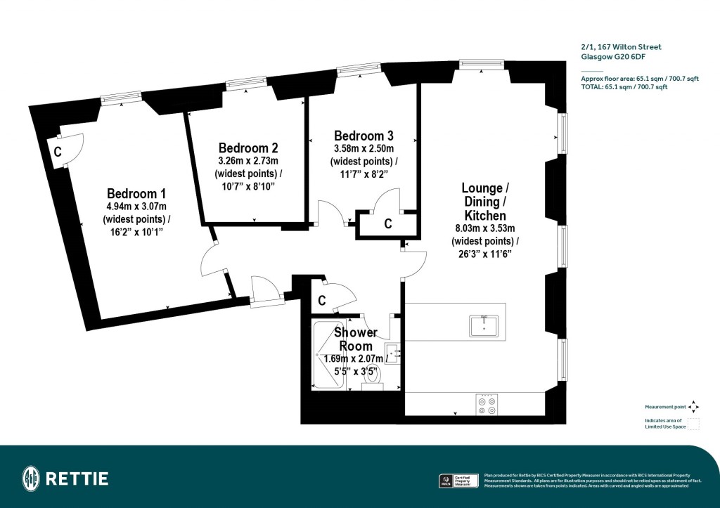 Floorplans For 2/1, Wilton Street, North Kelvinside, Glasgow