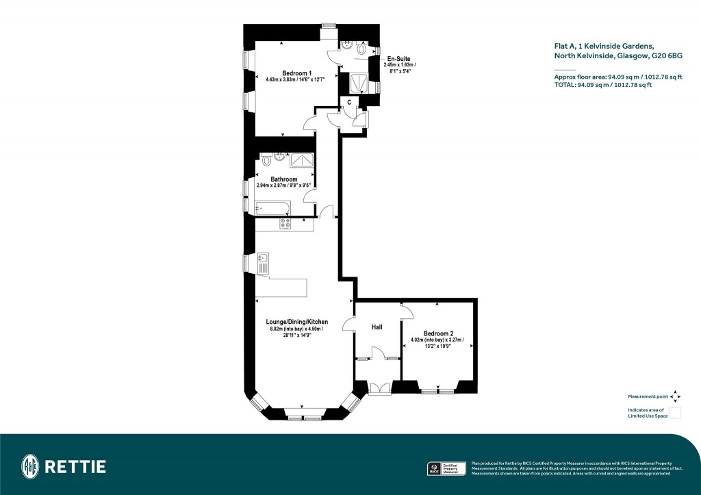 Floorplans For Flat A, Kelvinside Gardens, North Kelvinside, Glasgow