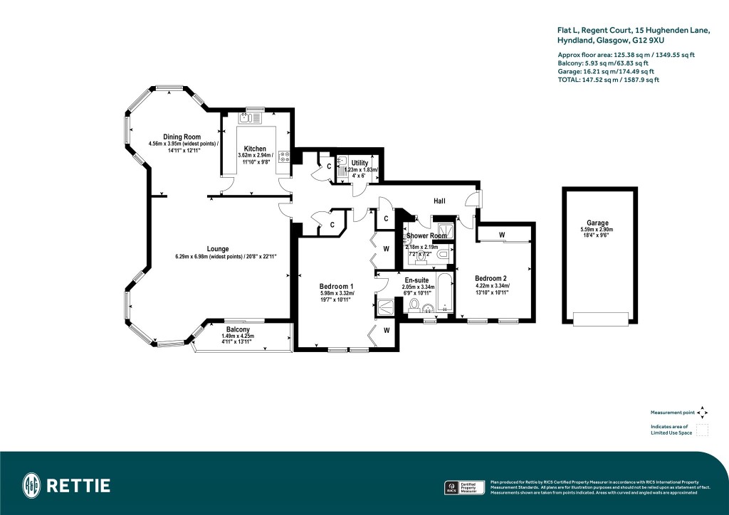 Floorplans For Flat L, Regent Court, Hughenden Lane, Hyndland, Glasgow