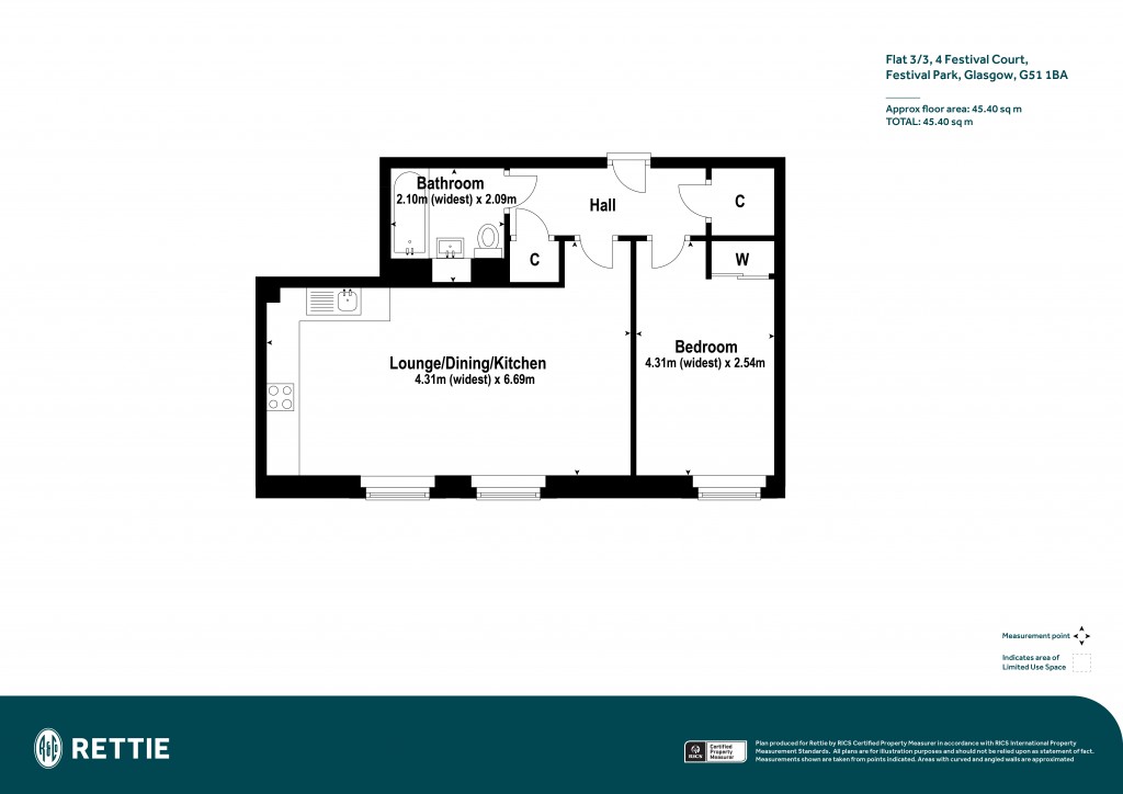 Floorplans For Flat 3/3, Festival Court, Prince's Quay, Glasgow