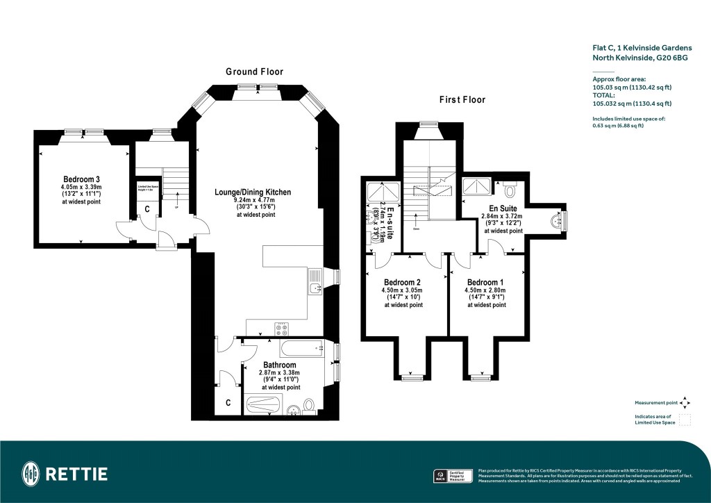 Floorplans For 1/1, Kelvinside Gardens, North Kelvinside, Glasgow