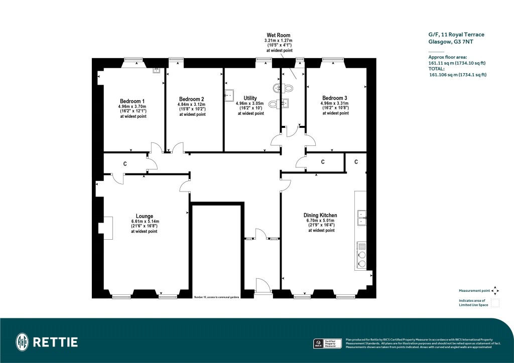 Floorplans For Main Door, Royal Terrace, Kelvingrove, Glasgow