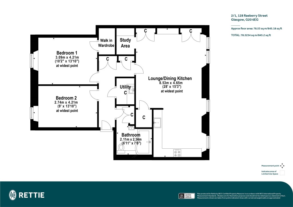 Floorplans For 2/1, Raeberry Street, North Kelvinside, Glasgow