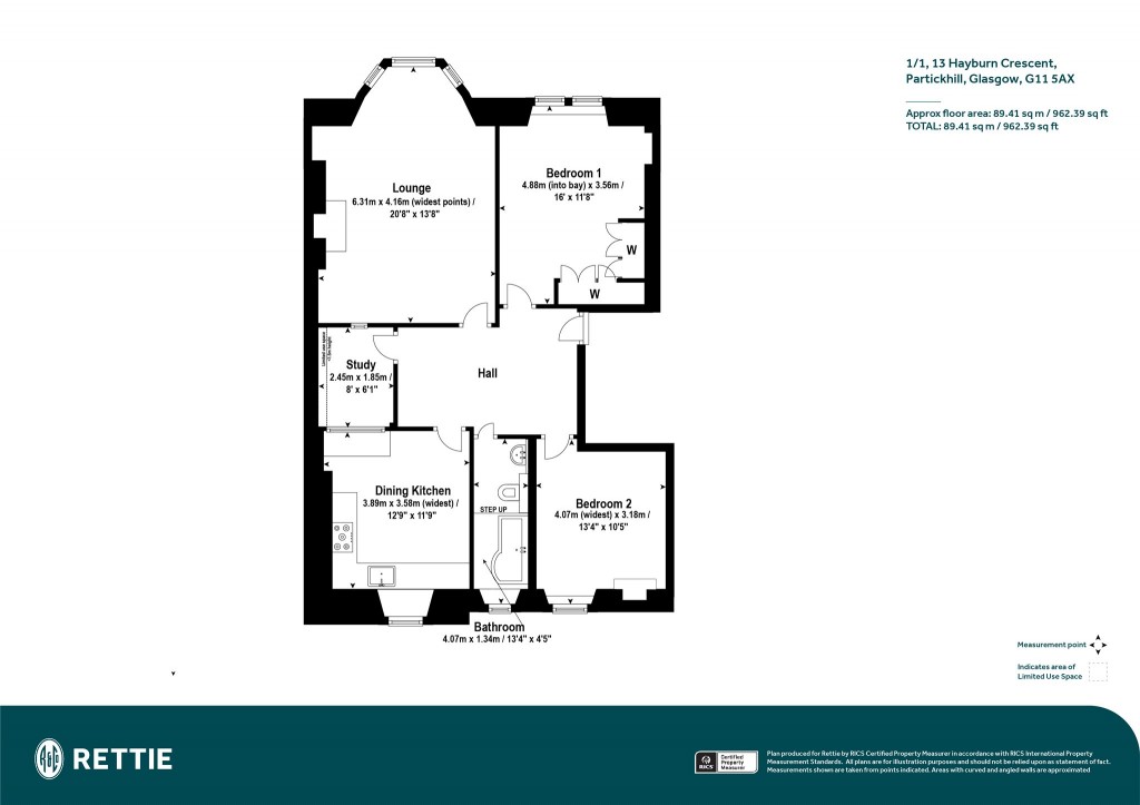 Floorplans For 1/1, Hayburn Crescent, Partickhill, Glasgow