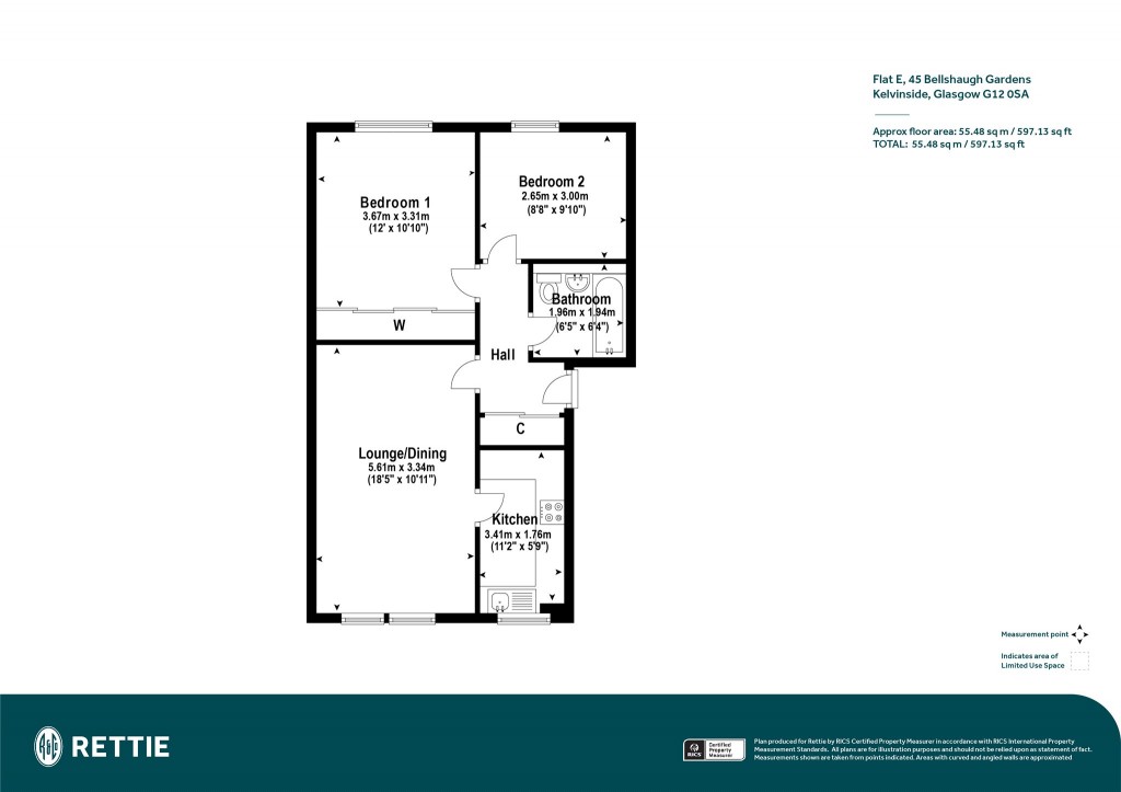 Floorplans For Flat E, Bellshaugh Gardens, Kelvinside, Glasgow