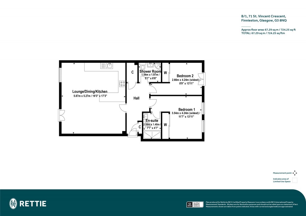 Floorplans For B/1, St Vincent Crescent, Finnieston, Glasgow