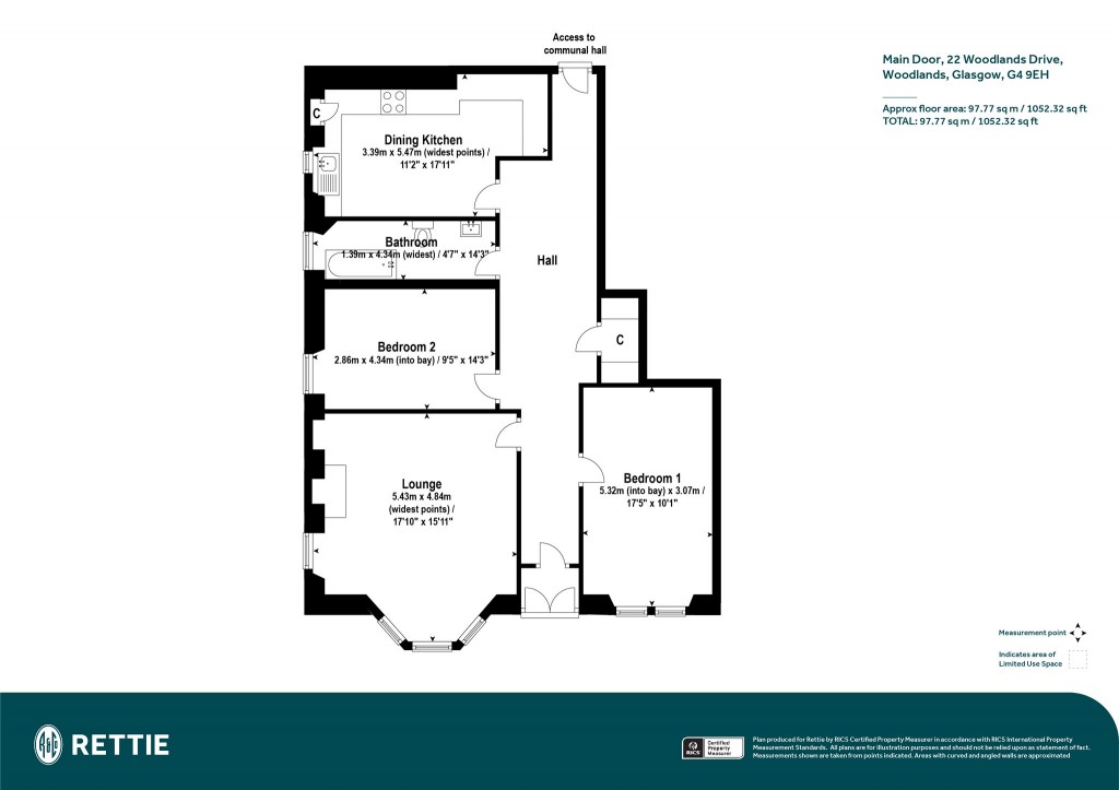 Floorplans For Main Door, Woodlands Drive, Woodlands, Glasgow