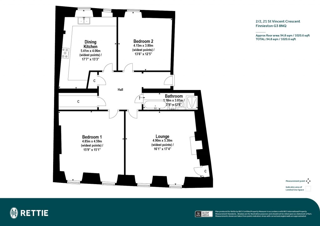 Floorplans For 2/2, St Vincent Crescent, Finnieston, Glasgow