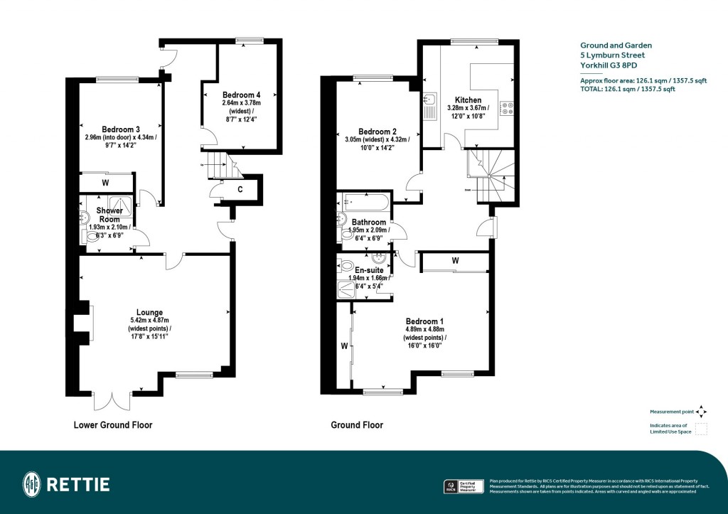 Floorplans For Ground and Garden, Lymburn Street, Yorkhill, Glasgow