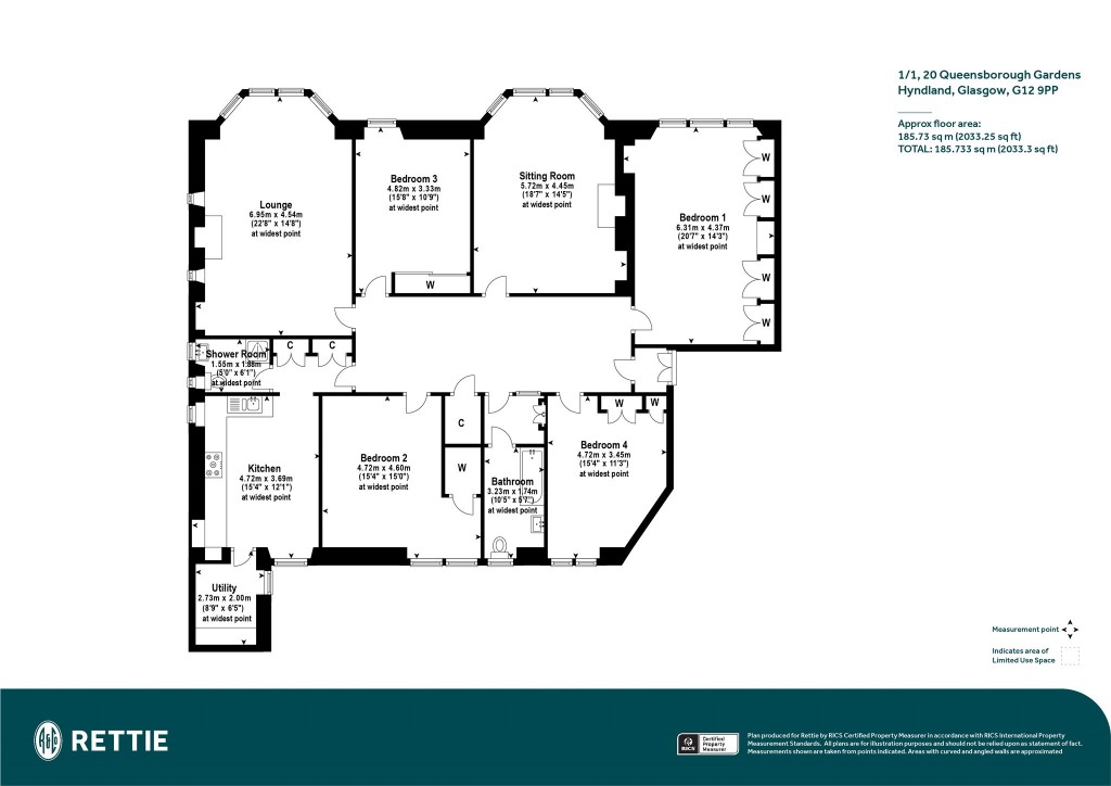 Floorplans For 1/1, Queensborough Gardens, Hyndland, Glasgow