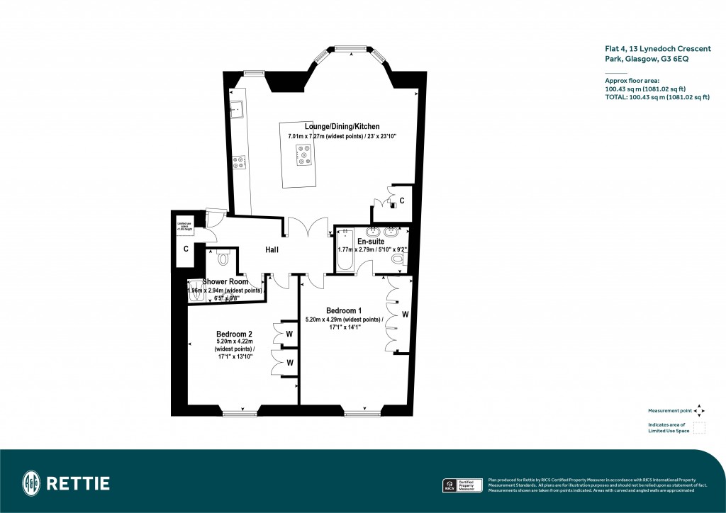 Floorplans For Flat 4, Lynedoch Crescent, Park, Glasgow