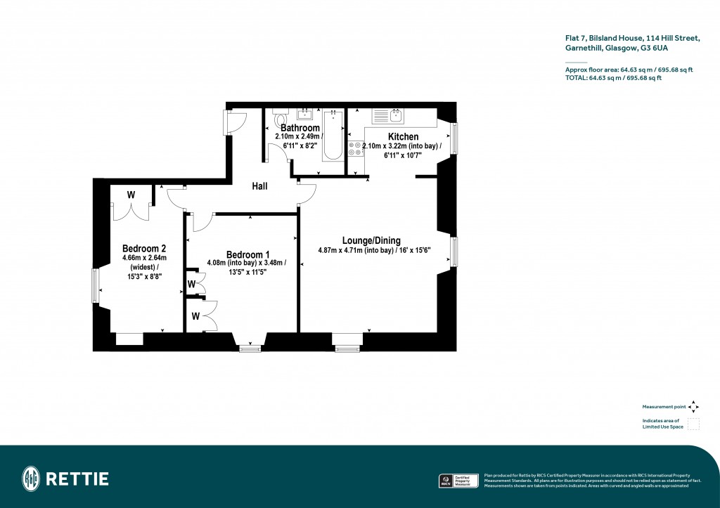 Floorplans For Flat 7 Bilsland House, Hill Street, Garnethill, Glasgow