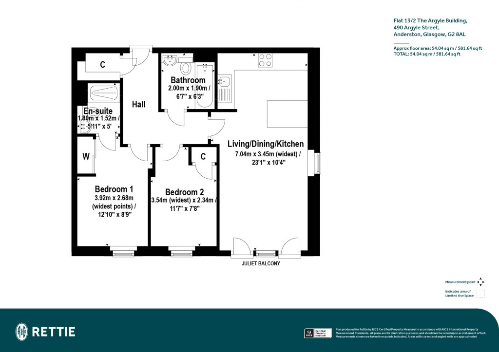 Floorplans For Flat 13/2 The Argyle Building, Argyle Street, Anderston, Glasgow