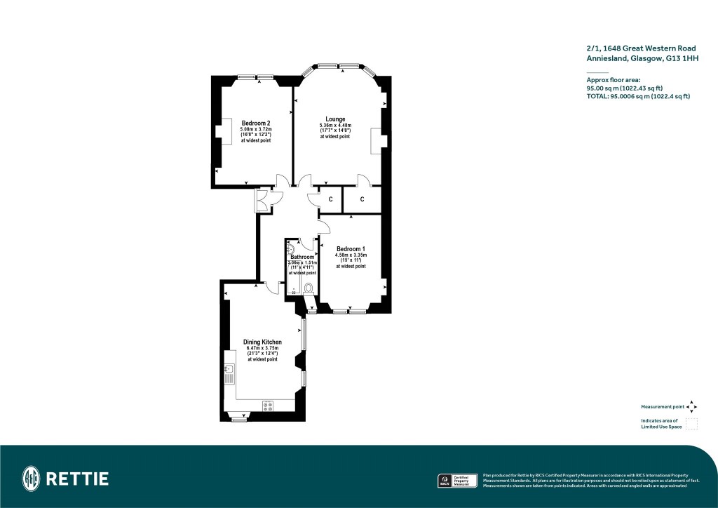 Floorplans For 2/1, Great Western Road, Anniesland, Glasgow