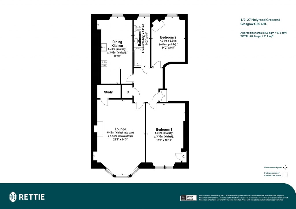 Floorplans For 1/2, Holyrood Crescent, Kelvinbridge, Glasgow