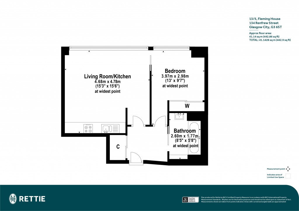 Floorplans For Flat 13/5, Fleming House, Renfrew Street, Glasgow, Glasgow City