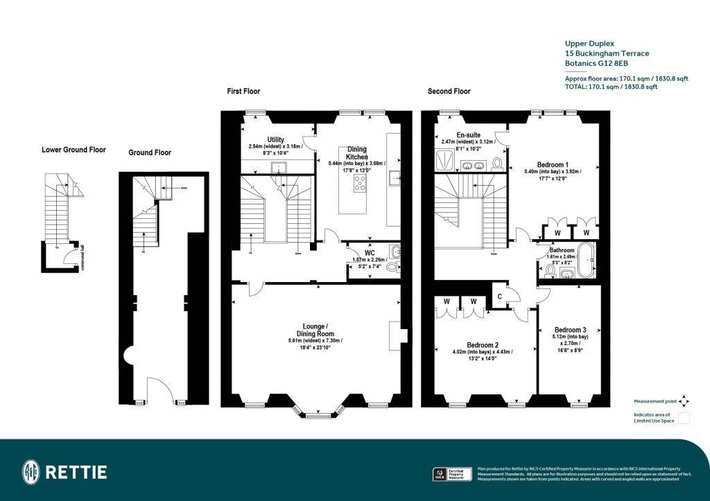 Floorplans For Upper Duplex Flat, Buckingham Terrace, Botanics, Glasgow