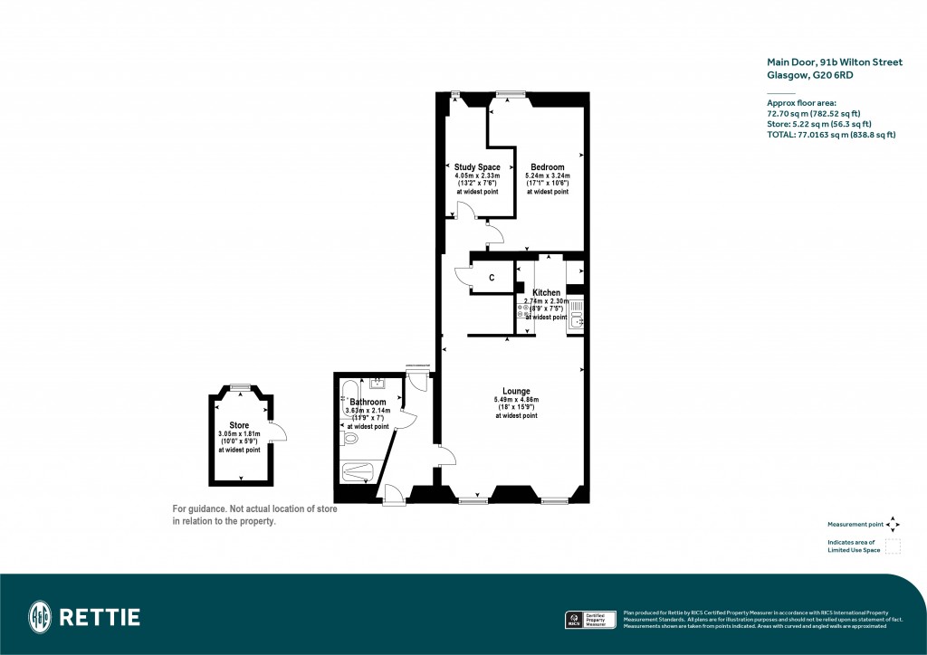 Floorplans For Main Door Garden Flat, Wilton Street, North Kelvinside, Glasgow