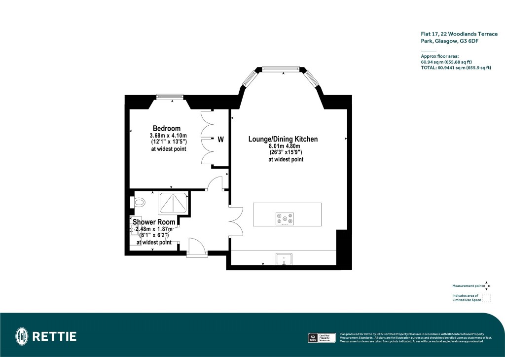 Floorplans For Flat 17, Woodlands Terrace, Park, Glasgow