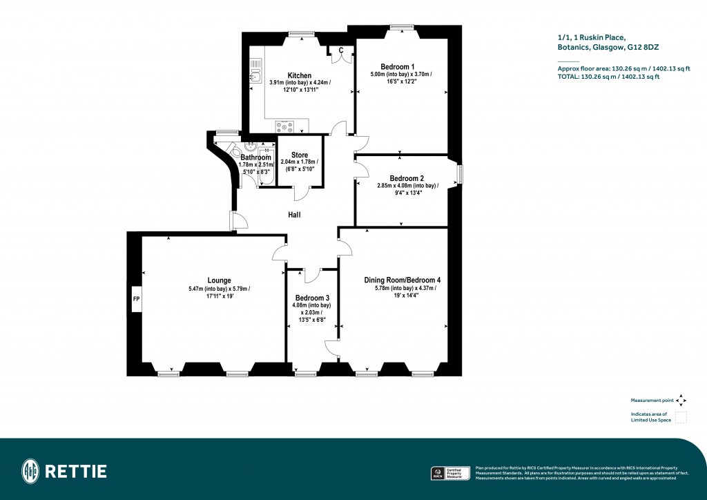 Floorplans For 1/1, Ruskin Place, Botanics, Glasgow