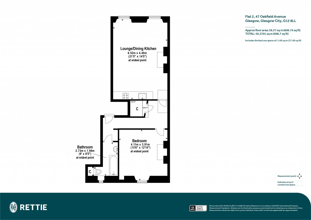 Floorplans For Flat 2 (Ground), Oakfield Avenue, Hillhead, Glasgow