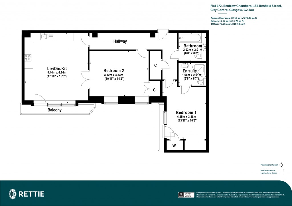 Floorplans For Flat 6/2, Renfrew Chambers, Renfield Street, City Centre, Glasgow City