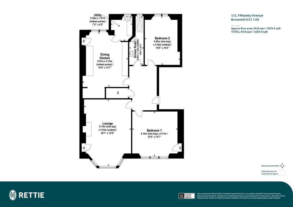 Floorplans For 1/2, Naseby Avenue, Broomhill, Glasgow