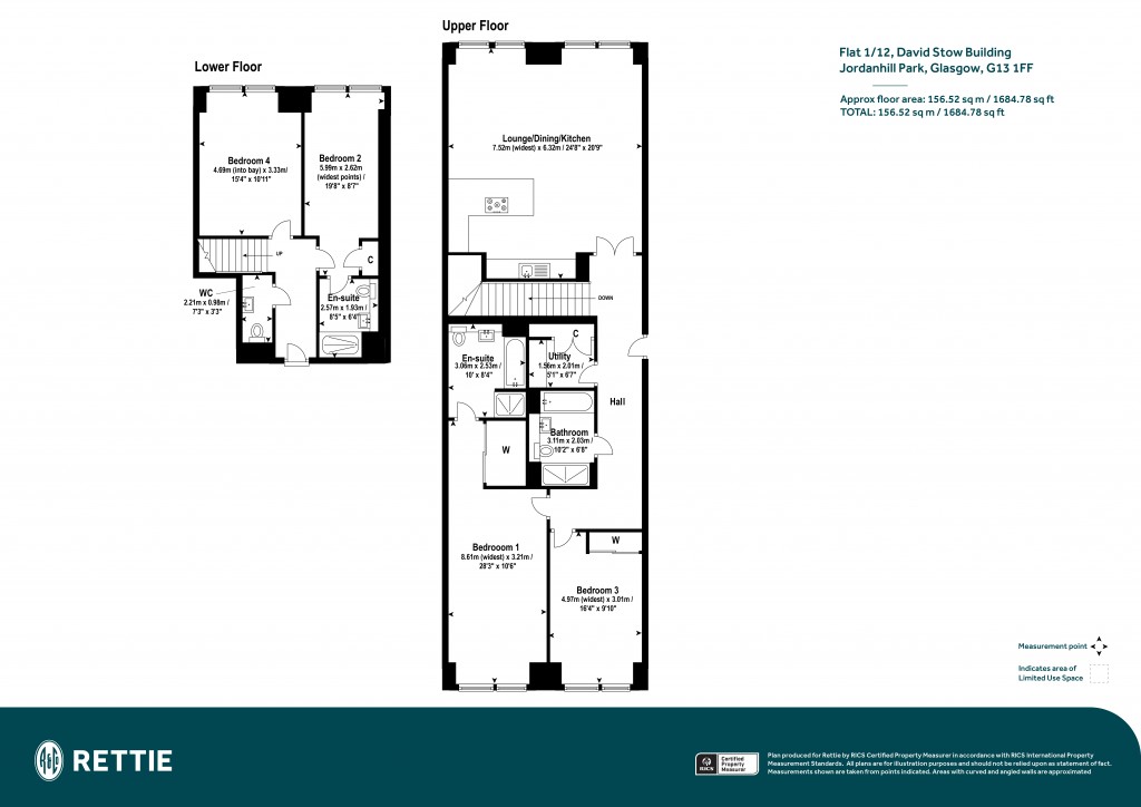 Floorplans For Duplex 1/12 (PLOT 326), Normal Avenue, Jordanhill, Glasgow