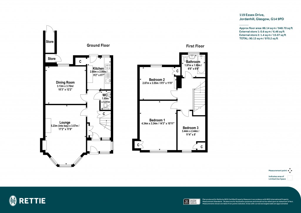 Floorplans For Essex Drive, Jordanhill, Glasgow