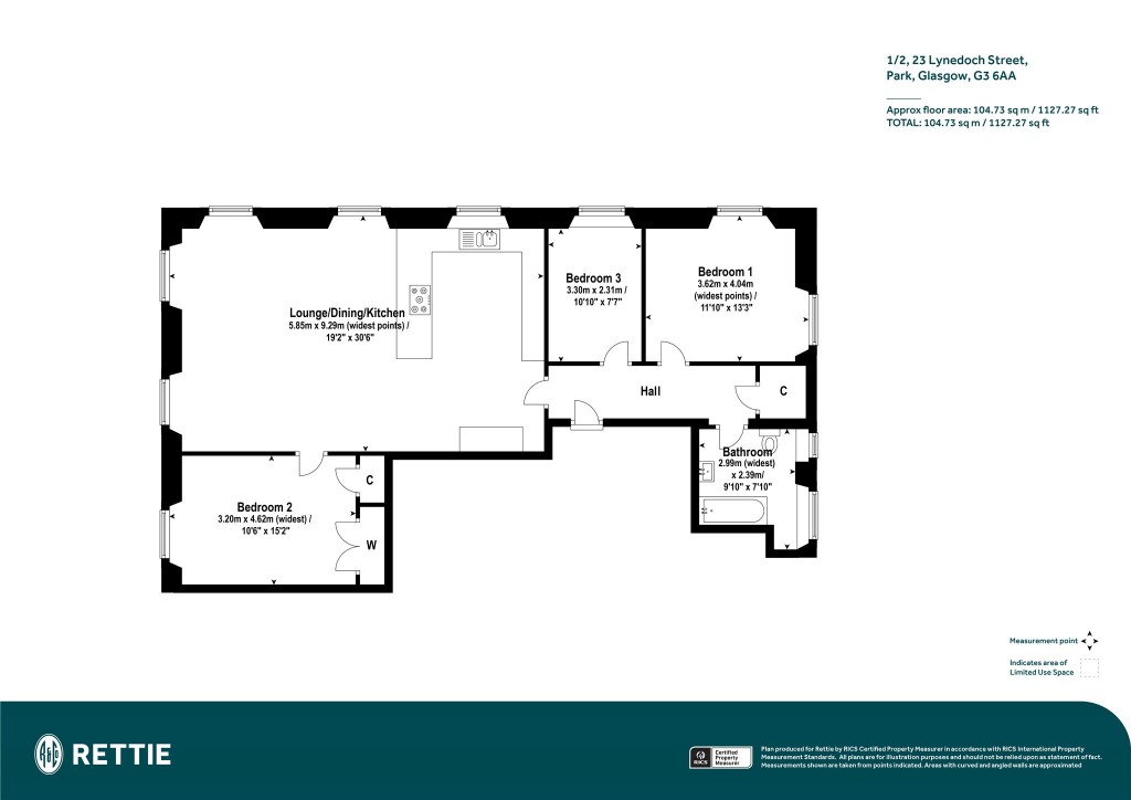 Floorplans For 1/2, Lynedoch Street, Park, Glasgow