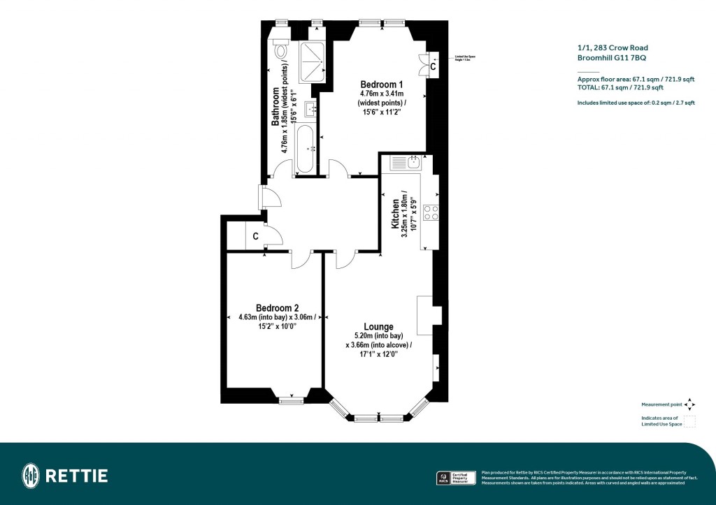 Floorplans For 1/1, Crow Road, Broomhill, Glasgow