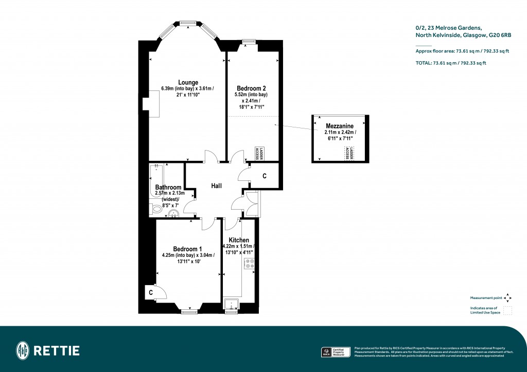 Floorplans For 0/2, Melrose Gardens, North Kelvinside, Glasgow