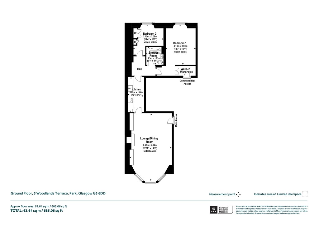 Floorplans For Ground Floor, Woodlands Terrace, Park, Glasgow