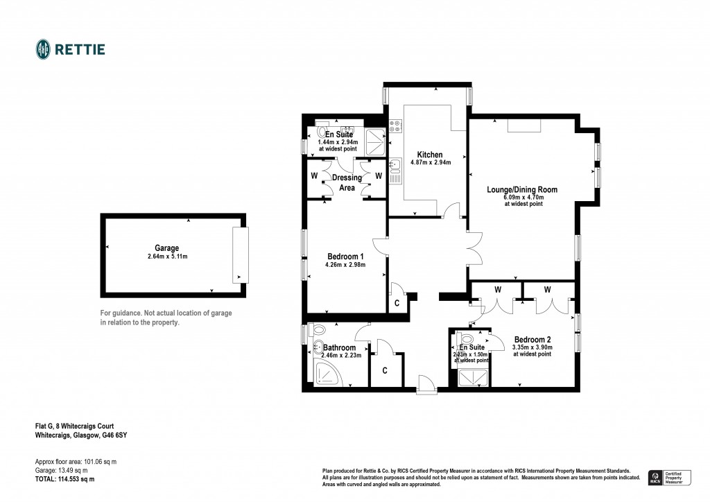 Floorplans For Flat G, Whitecraigs Court, Giffnock, Glasgow